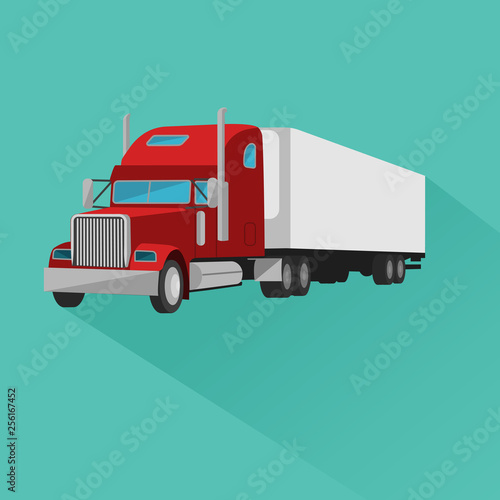 Classic american truck vector illustration icon. Retro freighter truck. photo