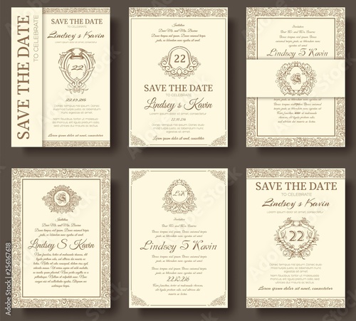 Set of luxury flyer pages with logo ornament illustration concept. Vintage art traditional, Islam, arabic, indian, elements. Vector decorative retro greeting card or invitation design.