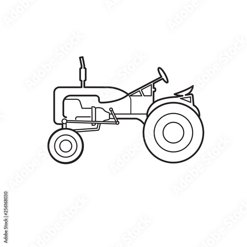 Vintage american tractor vector illustration. Retro agricultural machine.