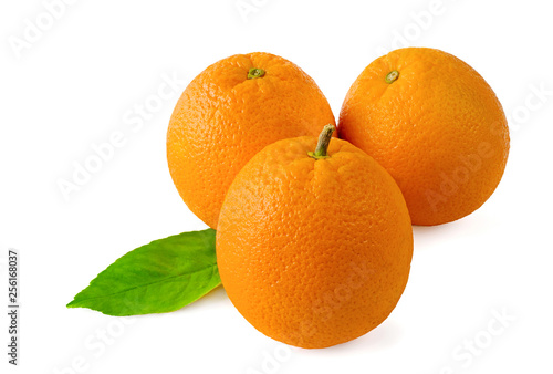 Three oranges on a white background