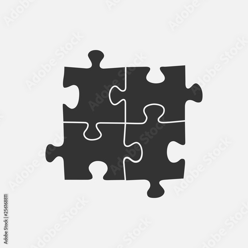 Simple illustration of a four pieces puzzle isolated on white background.