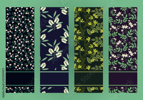 Set of floral banners