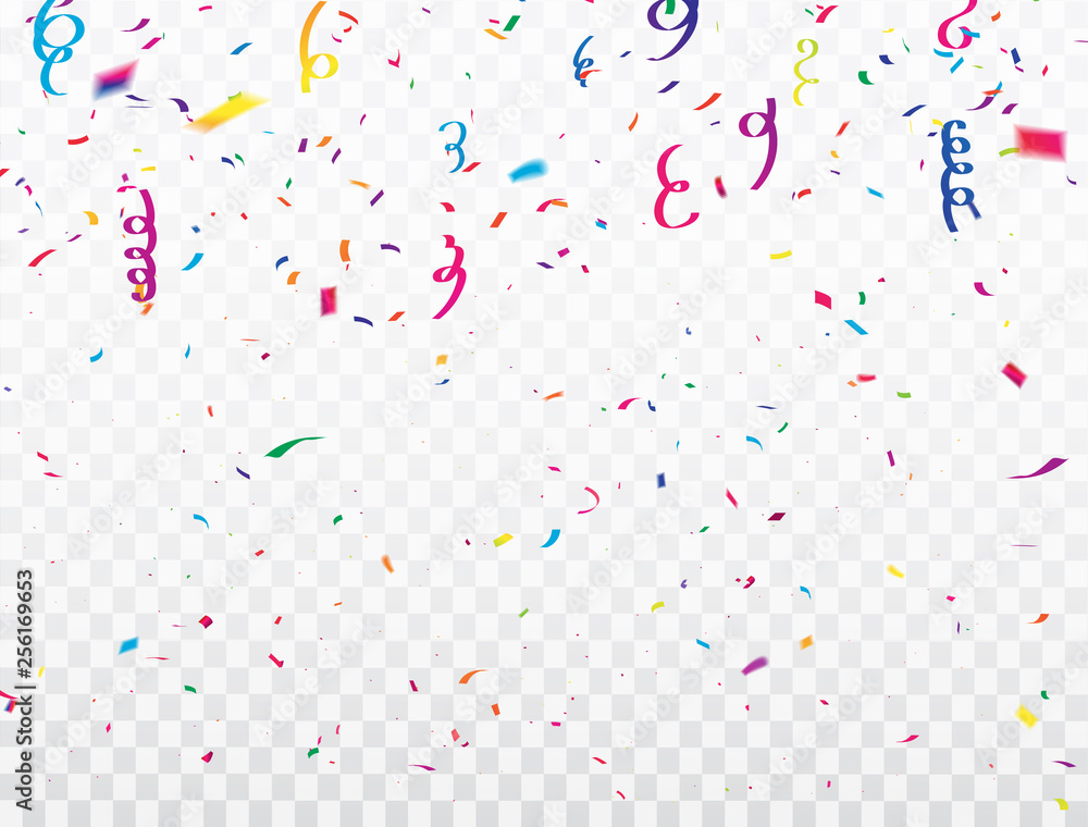 Celebration background template with confetti Colorful ribbons frame. luxury greeting rich card.
