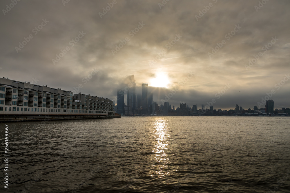 Fototapeta premium New York Skyscrapers Covered In Cloud
