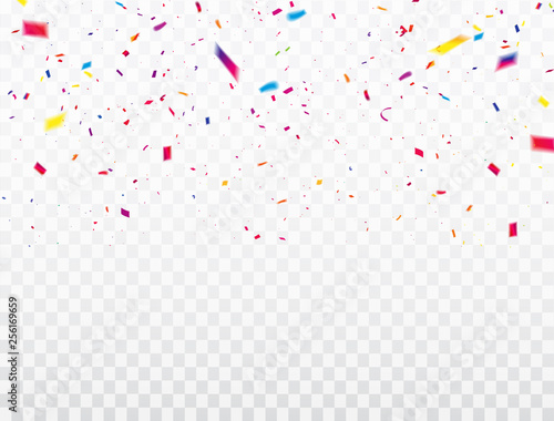 Celebration background template with confetti Colorful ribbons frame. luxury greeting rich card.