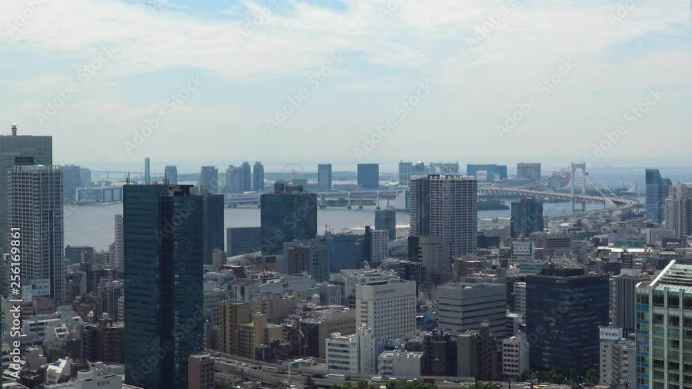 Timelapse, The aerial view of the sea and bridge in Tokyo Timelapse, The aerial view of the sea and bridge in Tokyo