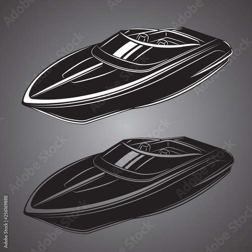 Speedboat isolated vector illustration. Luxury and expensive boat.