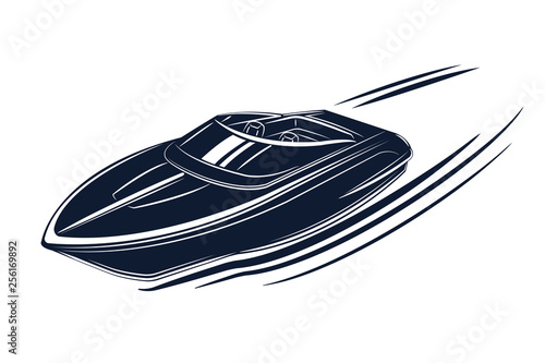 Speedboat isolated vector illustration. Luxury and expensive boat. photo