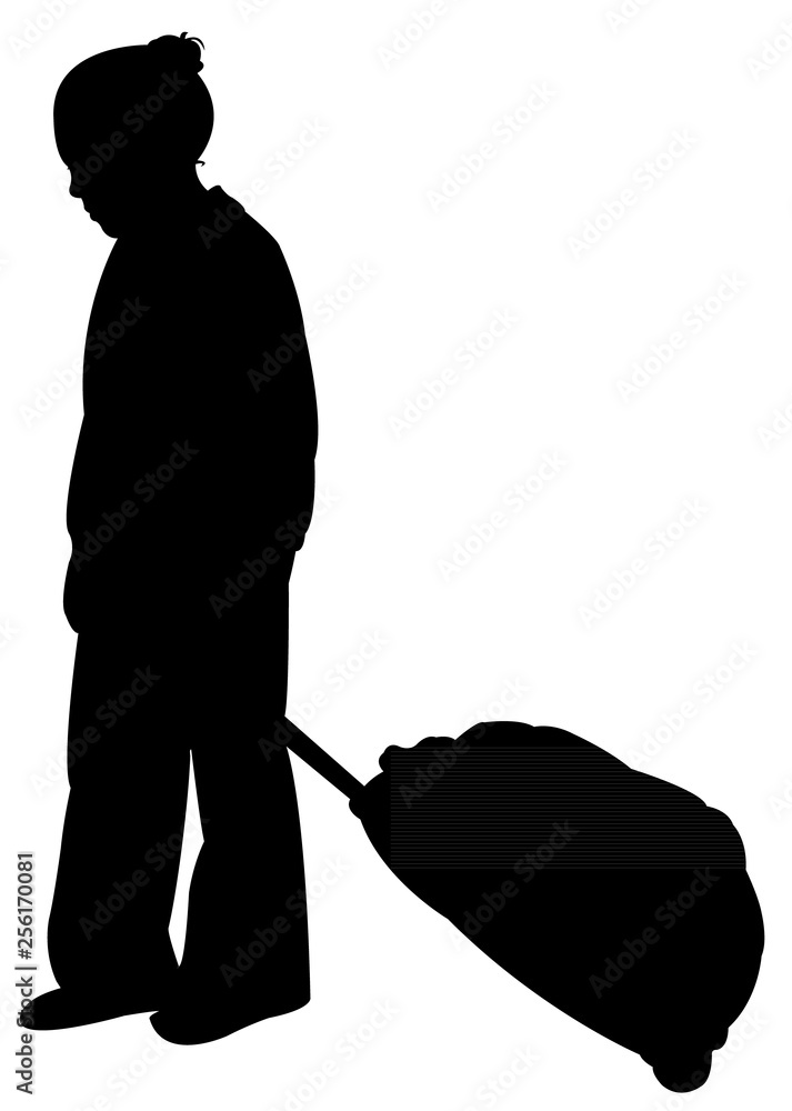 a student girl with bag, silhouette vector a student girl with bag, silhouette vector