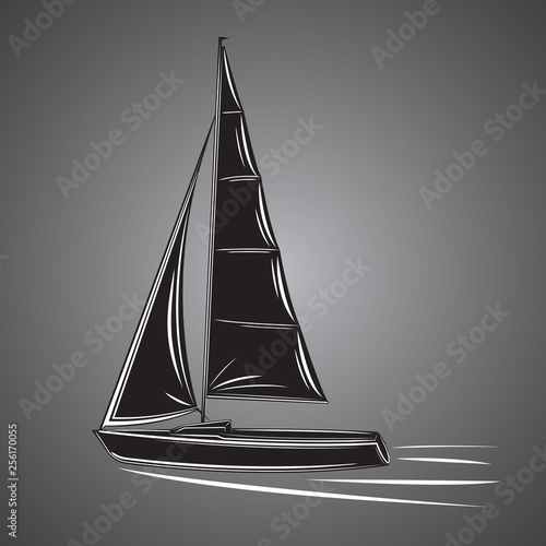 Small sailboat vector illustration. Small boat with sail
