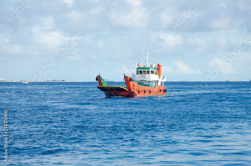 The cargoship in the Indian Ocean Maldives