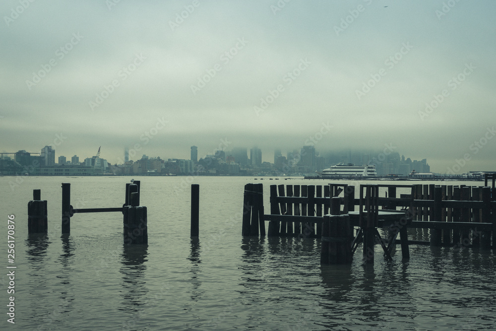 Fototapeta premium New York Skyscrapers Covered In Cloud