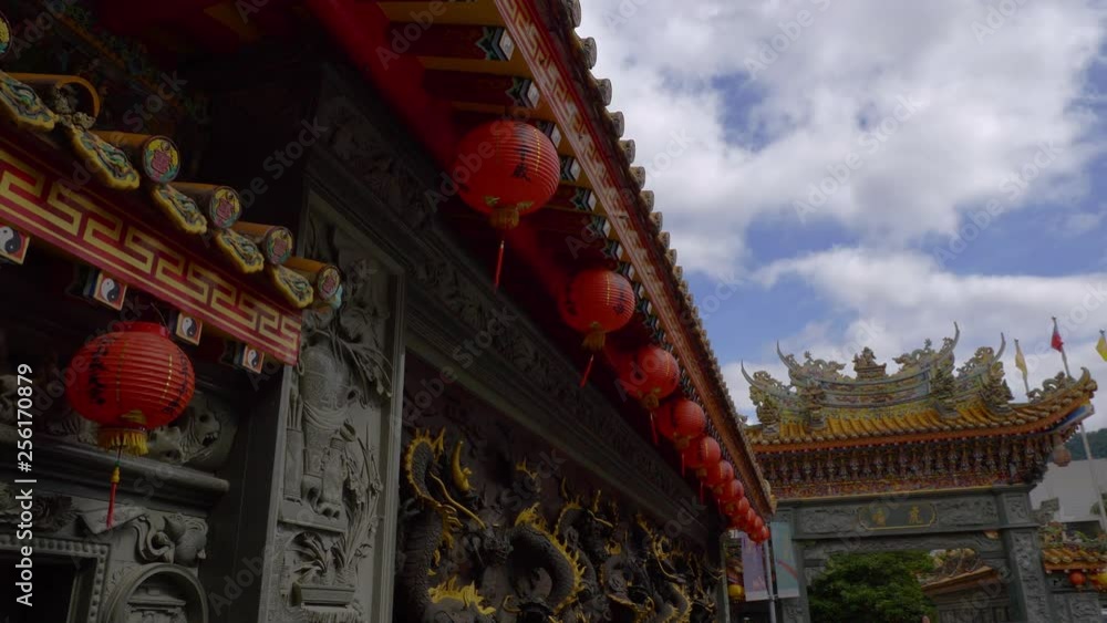 day time taipei city old temple front decoration slow motion panorama 4k taiwan day time taipei city old temple front decoration slow motion panorama 4k taiwan
