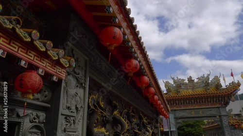 day time taipei city old temple front decoration slow motion panorama 4k taiwan photo