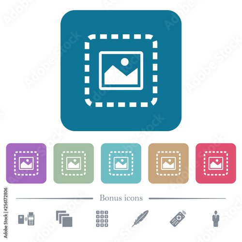 Place image flat icons on color rounded square backgrounds