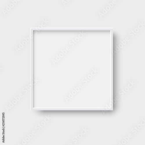 Realistic square empty picture frame, 3d style vector