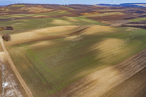 Aerial view of bio based industry and agriculture