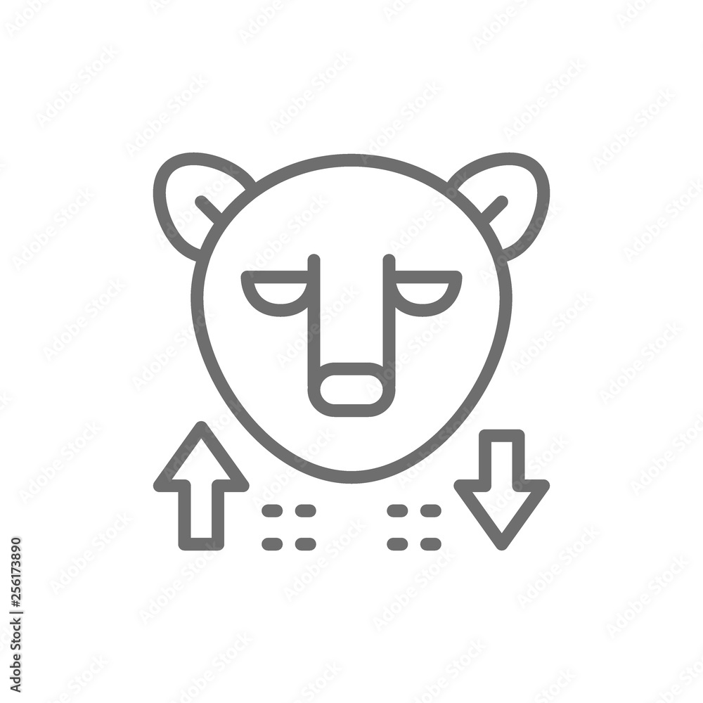 Bear, stock market, finance trade line icon. Bear, stock market, finance trade line icon.
