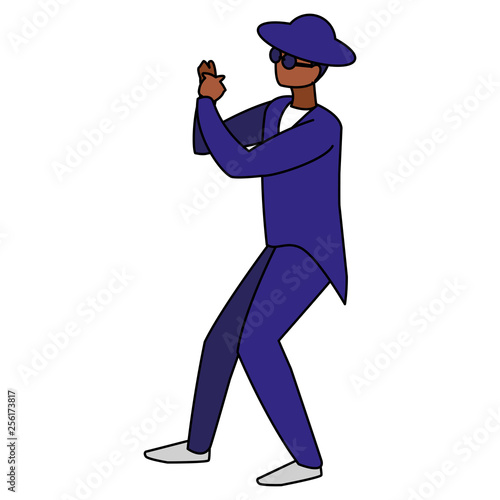 black musician jazz with hat and sunglasses