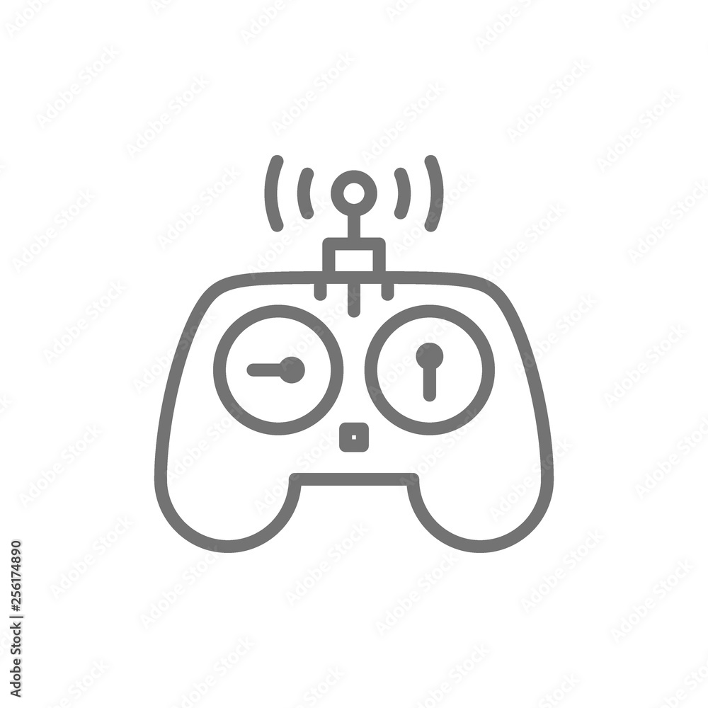 Control panel for drone, remote controller, gamepad line icon. Control panel for drone, remote controller, gamepad line icon.