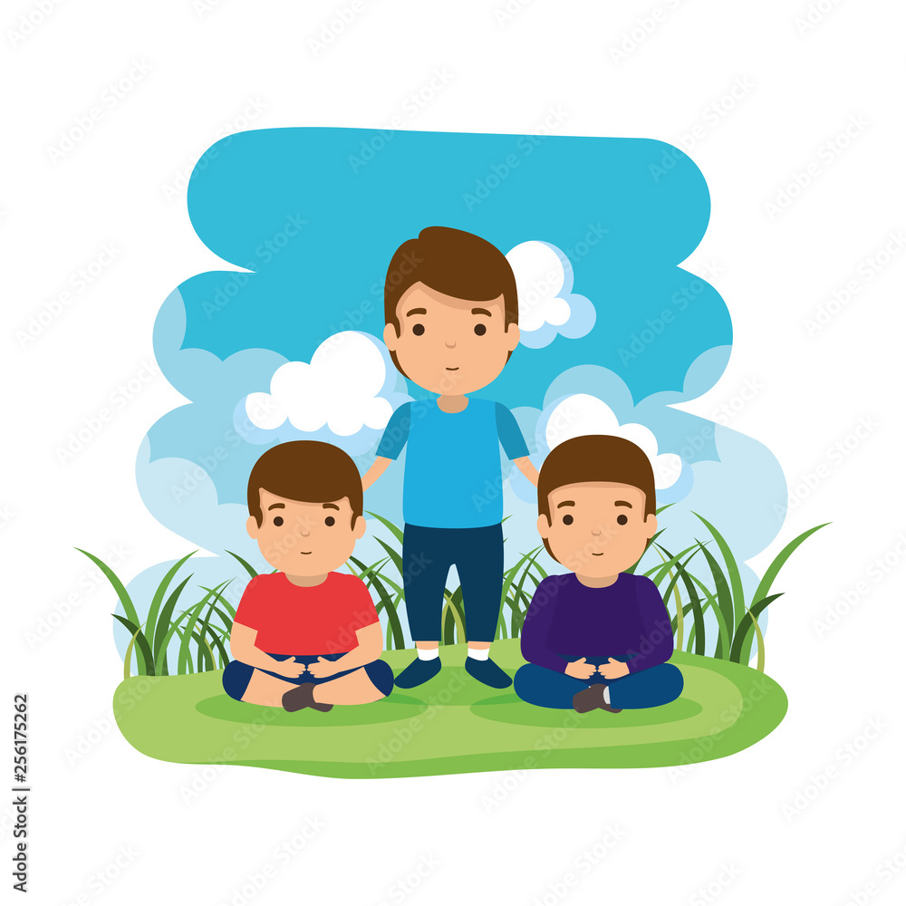 father with sons in the camp father with sons in the camp
