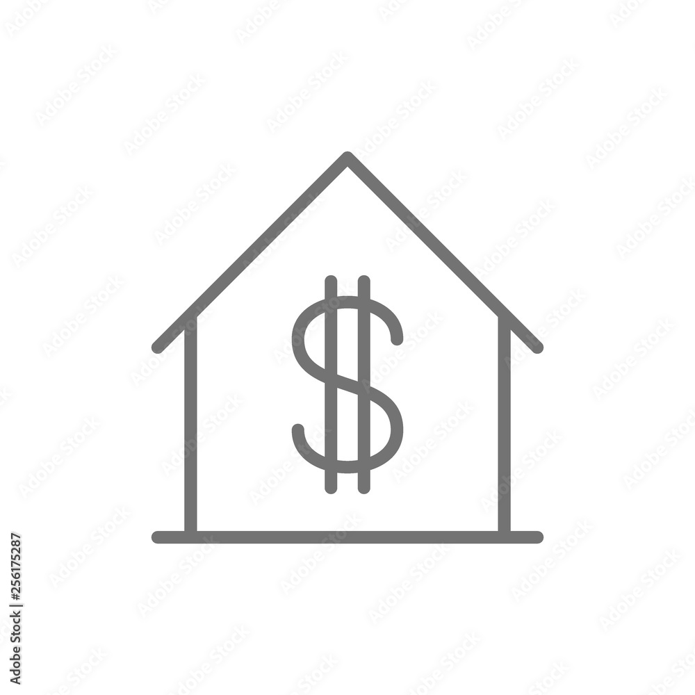 House with dollar sign, sale of apartment line icon. House with dollar sign, sale of apartment line icon.