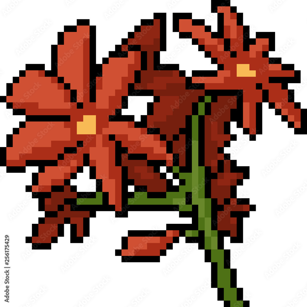 vector pixel art red flower vector pixel art red flower