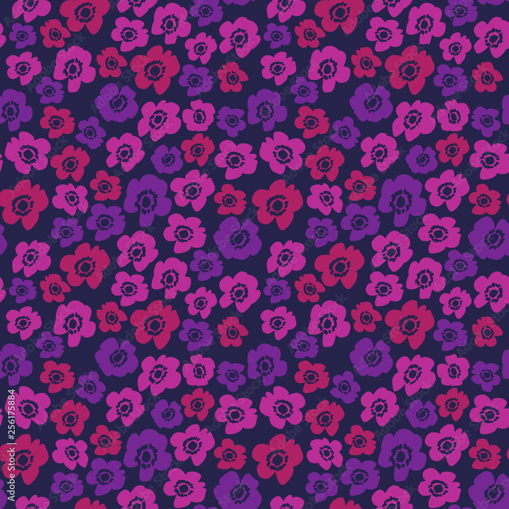 Poppy Flower Pattern. Endless Background. Seamless