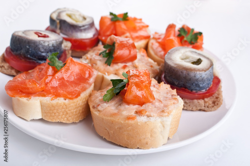 Seafood Baguette Sandwiches on a white plate