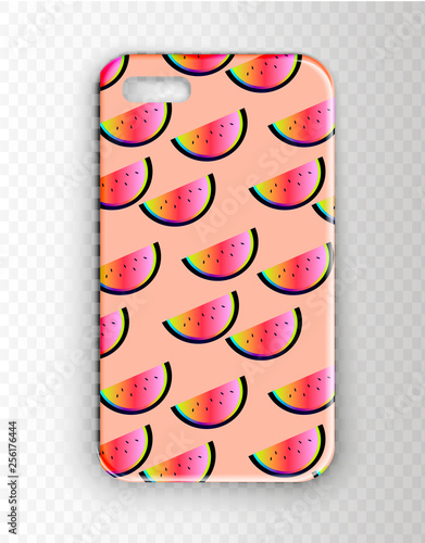 Stylish vector mockup cover for smartphone. Neon stylish youth cover with wat...