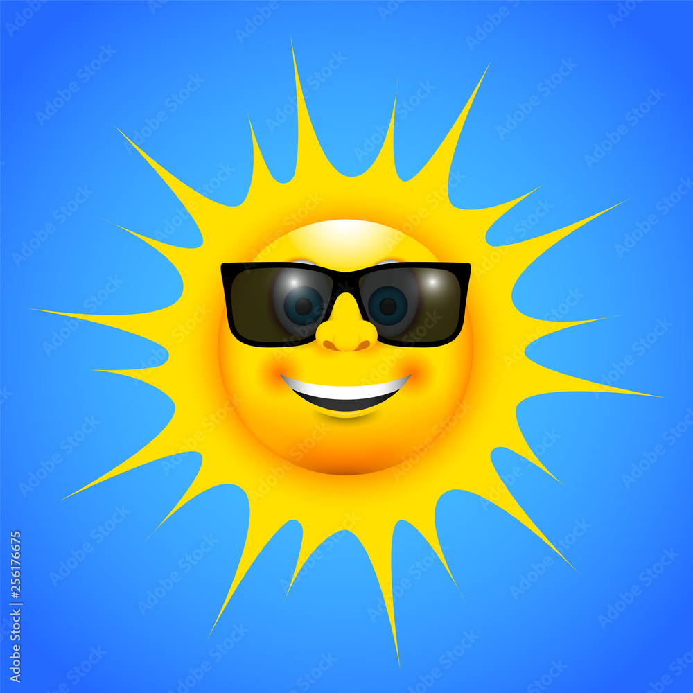 happy smiling sun with sun glasses
