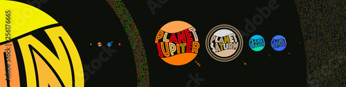 graphic design illustration of the solar system multicolor