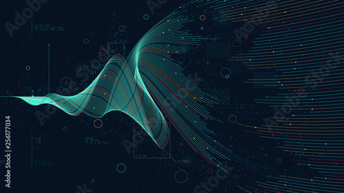 Futuristic business analytics big data visualization digital, financial investment and economic growth concept