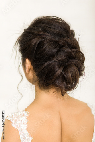 Elegant wedding hairstyle on a beautiful bride