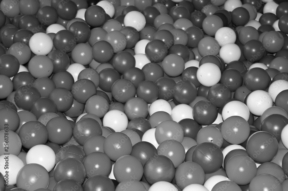 Black grey white balls for dry massage. Black-and-white photo