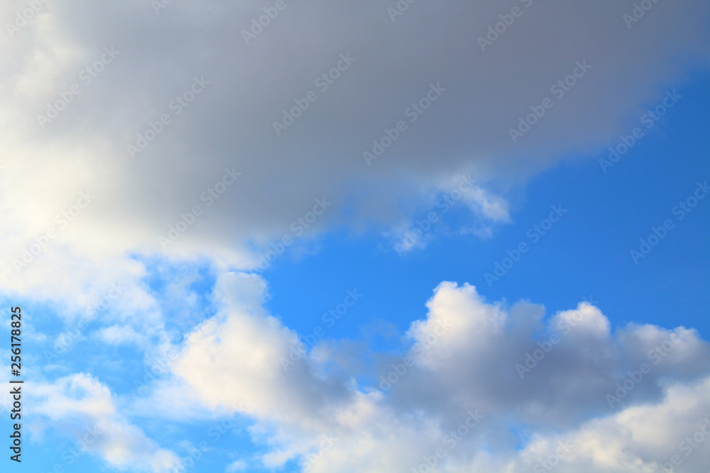 Obraz premium Cumulus clouds. Large plan. Background. Landscape.