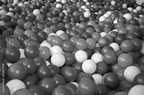 Black grey white balls for dry massage. Black-and-white photo