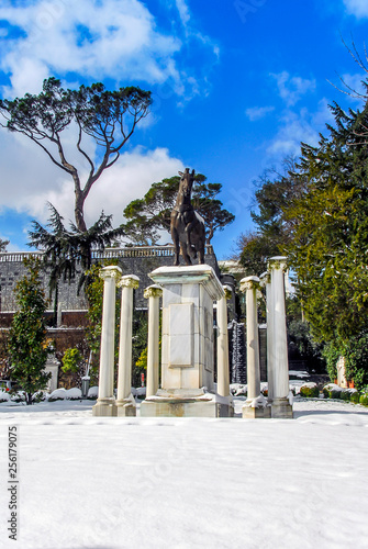 Istanbul, Turkey, 26 January 2010: Sabanci Mansion and Museum, Horse Statue, Emirgan photo