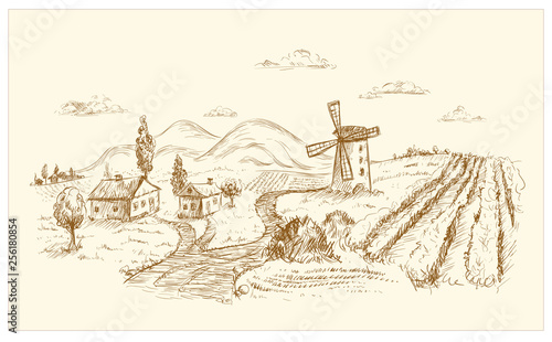 vintage rural landscape