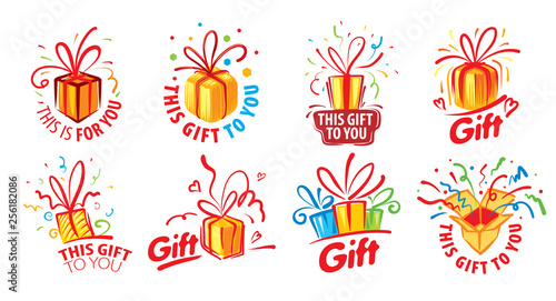 Painted gift in the form of boxes. Vector illustration