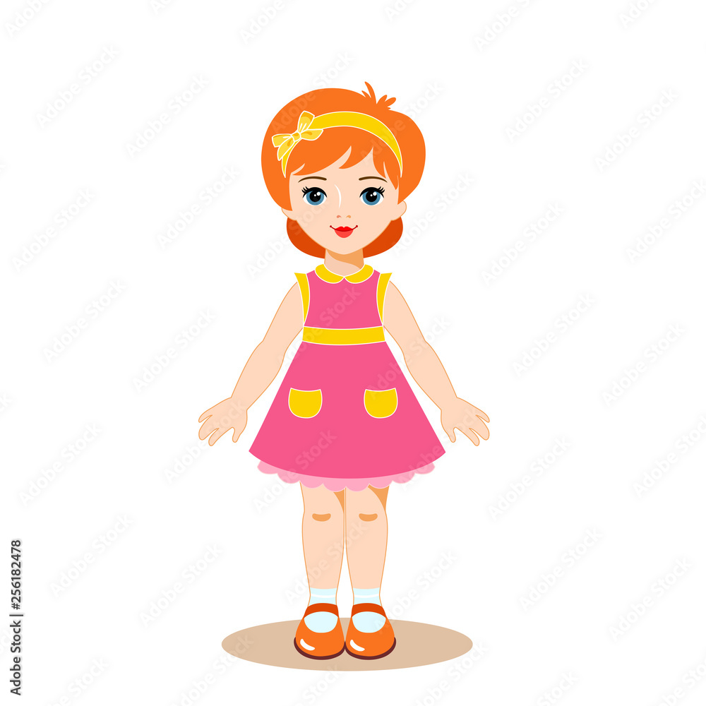 Funny little paper doll, girl. Cartoon vector illustration Funny little paper doll, girl. Cartoon vector illustration