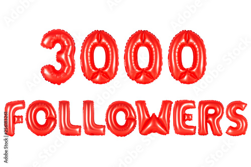 three thousand followers, red color