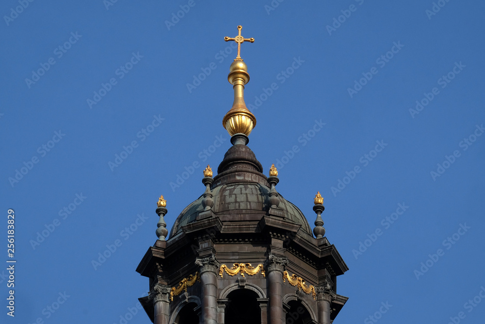 Cross on the Saint Stephen`s Basilica in Budapest, Hungary