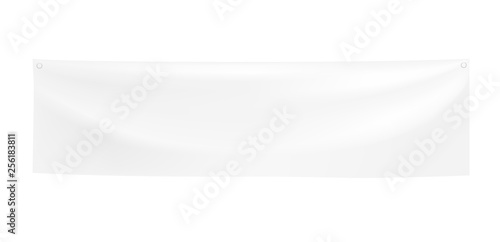3d vector realistic Empty Horizontal Banner with folds. Ready Template for Your Design and Advertising. Awning, Textiles, PVC, Vinyl, Nylon, Banner ect. EPS 10.