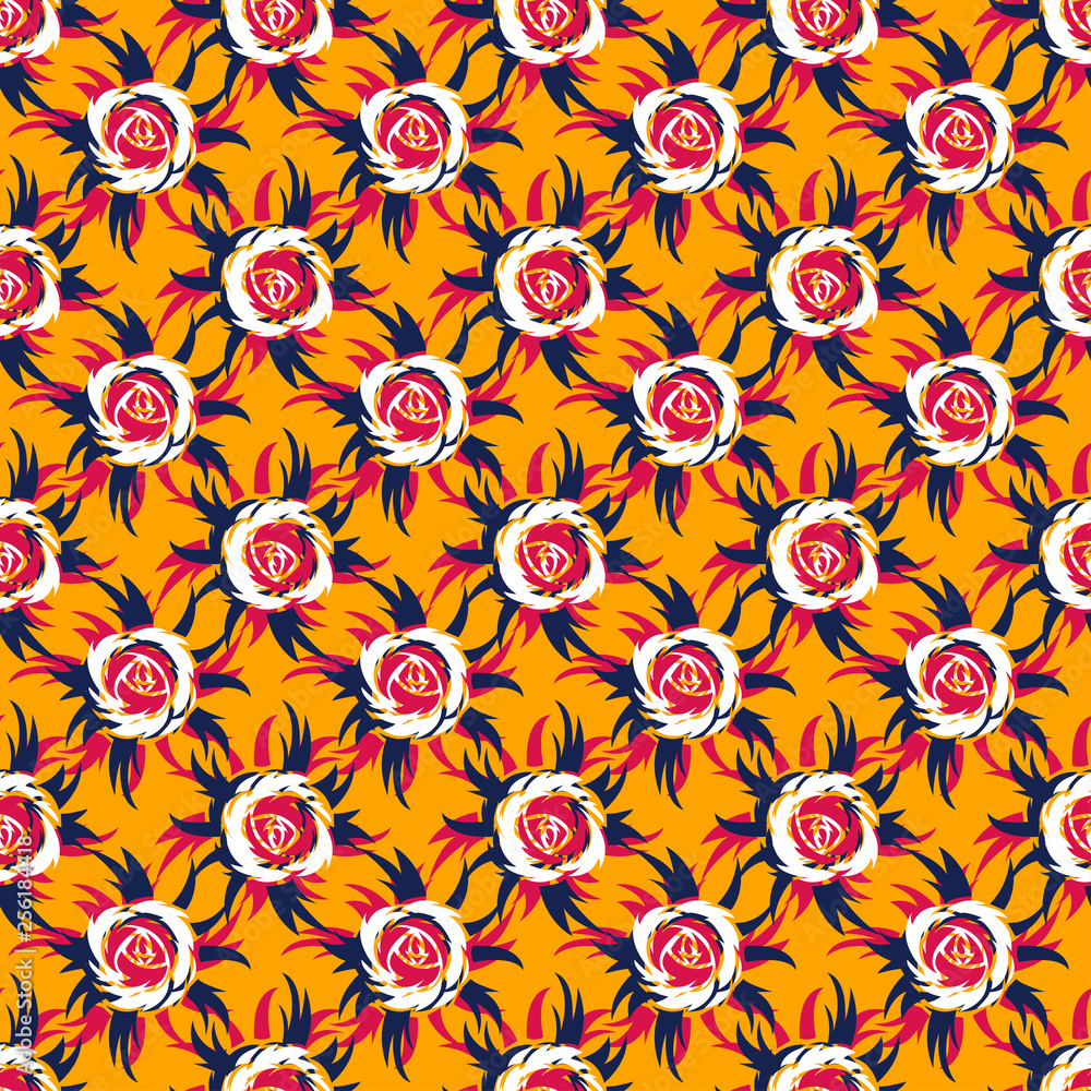 Abstract seamless vector pattern for girls, boys, clothes. Creative background with roses figures. Funny wallpaper for textile and fabric. Fashion style. Colorful bright Abstract seamless vector pattern for girls, boys, clothes. Creative background with roses figures. Funny wallpaper for textile and fabric. Fashion style. Colorful bright