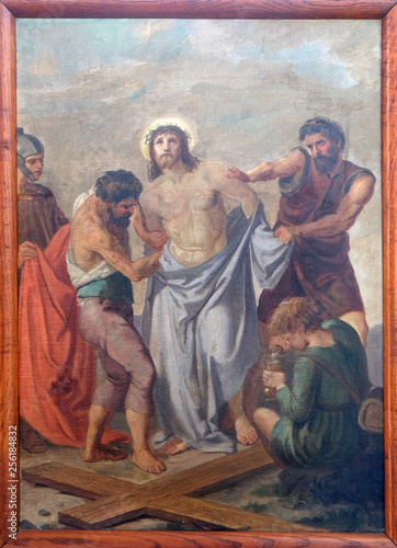 10th Stations of the Cross, Jesus is stripped of His garments, Church of Visitation of the Virgin Mary in Sisak, Croatia