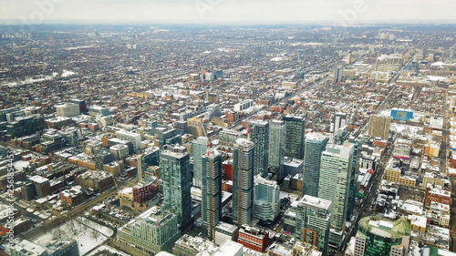 High aerial view over looking the city of Toronto  Canada