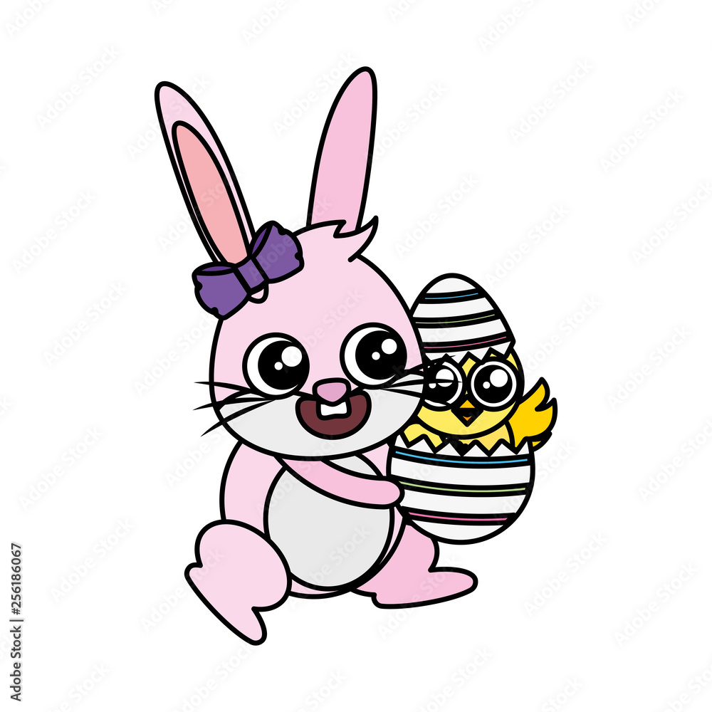 beautiful rabbit with chick born easter character beautiful rabbit with chick born easter character