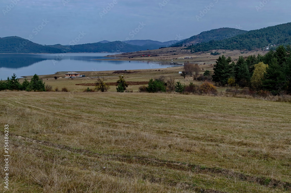 Batak dam with rest homes at the Rodopi mountain Bulgaria Batak dam with rest homes at the Rodopi mountain Bulgaria