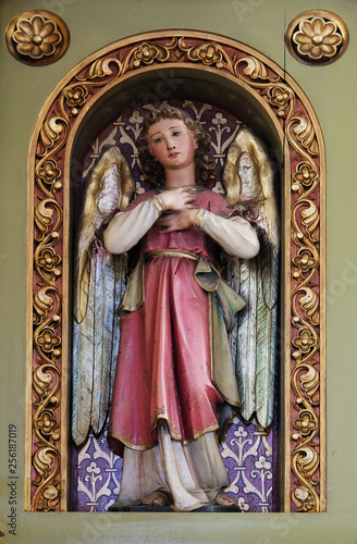 Angel, statue on the altar in the church of Saint Martin in Zagreb, Croatia